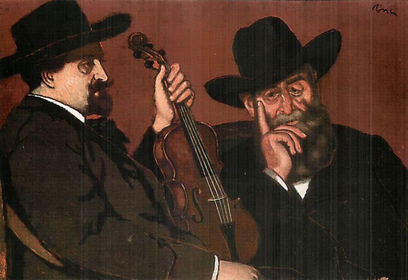 Jozsef Rippl-Ronai My Father and Lajos with Violin oil painting image